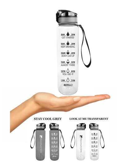 Motivational Water Bottle - 32oz/1000ml - Look at Me Transparent