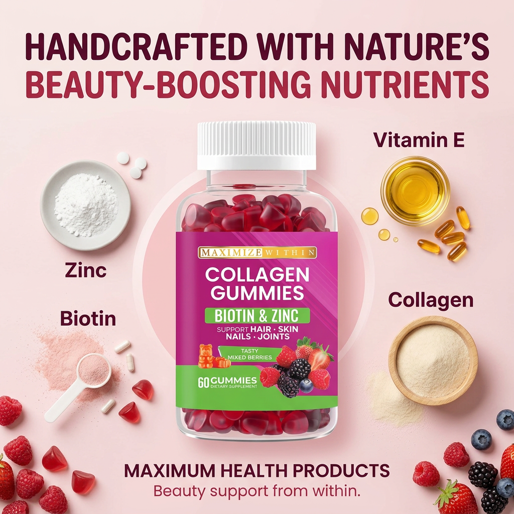 Collagen Gummies, Mixed Berries Flavor – Supports Hair, Skin, Nails, Joints