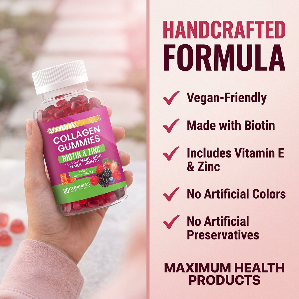 Collagen Gummies, Mixed Berries Flavor – Supports Hair, Skin, Nails, Joints