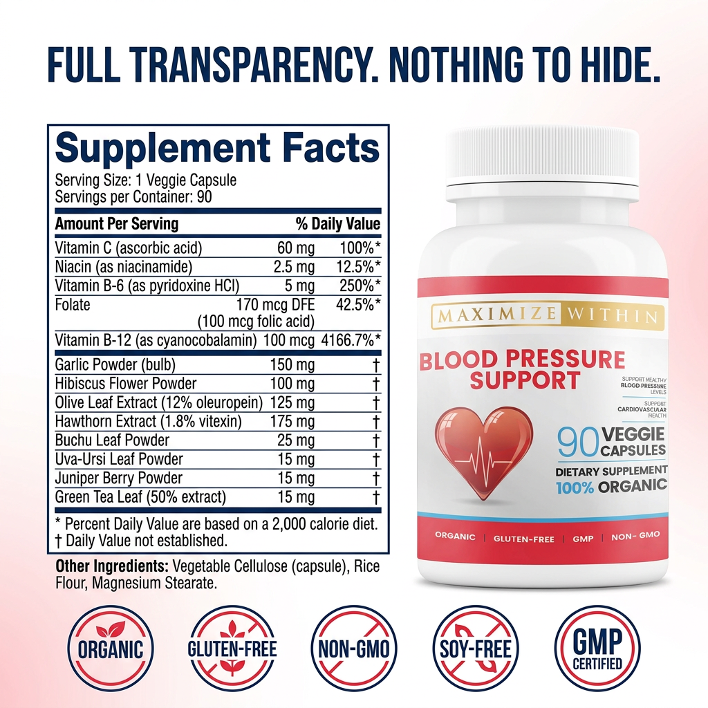 Blood Pressure Support Supplement - Maximum Slim |  Herbal Dietary Supplement