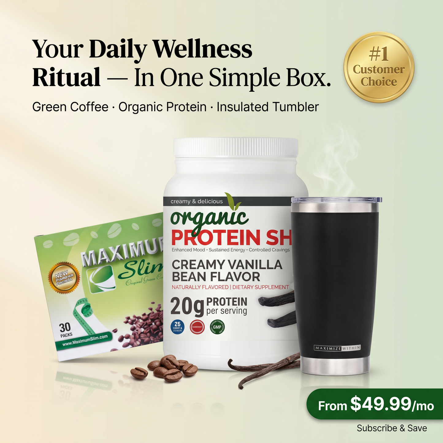 The Daily Wellness Bundle — Green Coffee + Organic Protein Shake + Insulated Tumbler