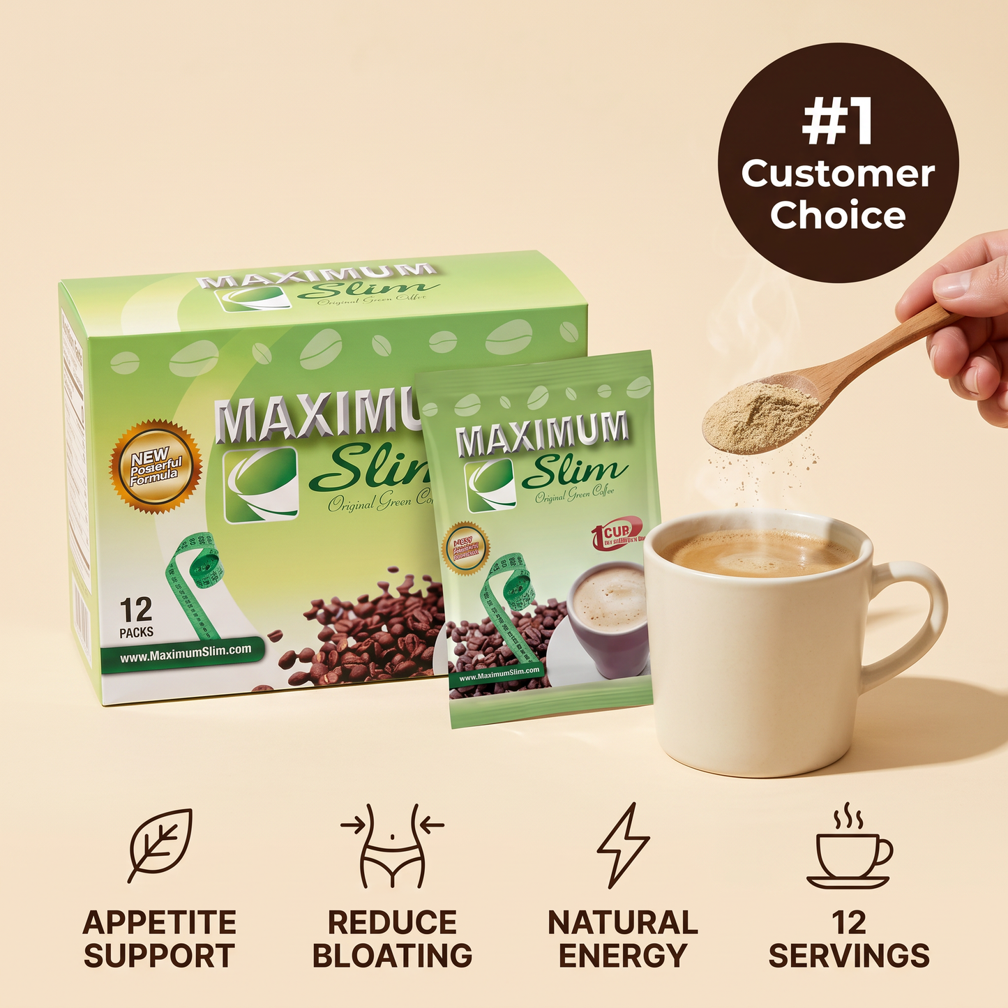 Maximum Slim Original Green Coffee | Support Gut Health  |  Control Cravings  |  12 Servings