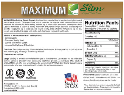 Maximum Slim Original Classic Cocoa | Delicious Drink Mix for a Healthy Lifestyle