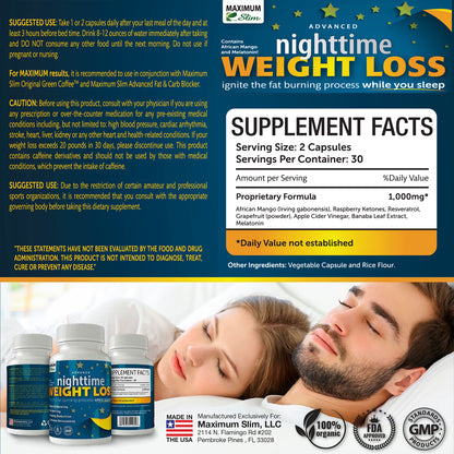 Maximum Slim Nighttime Weight Support | Formulated for Evening Metabolic Support