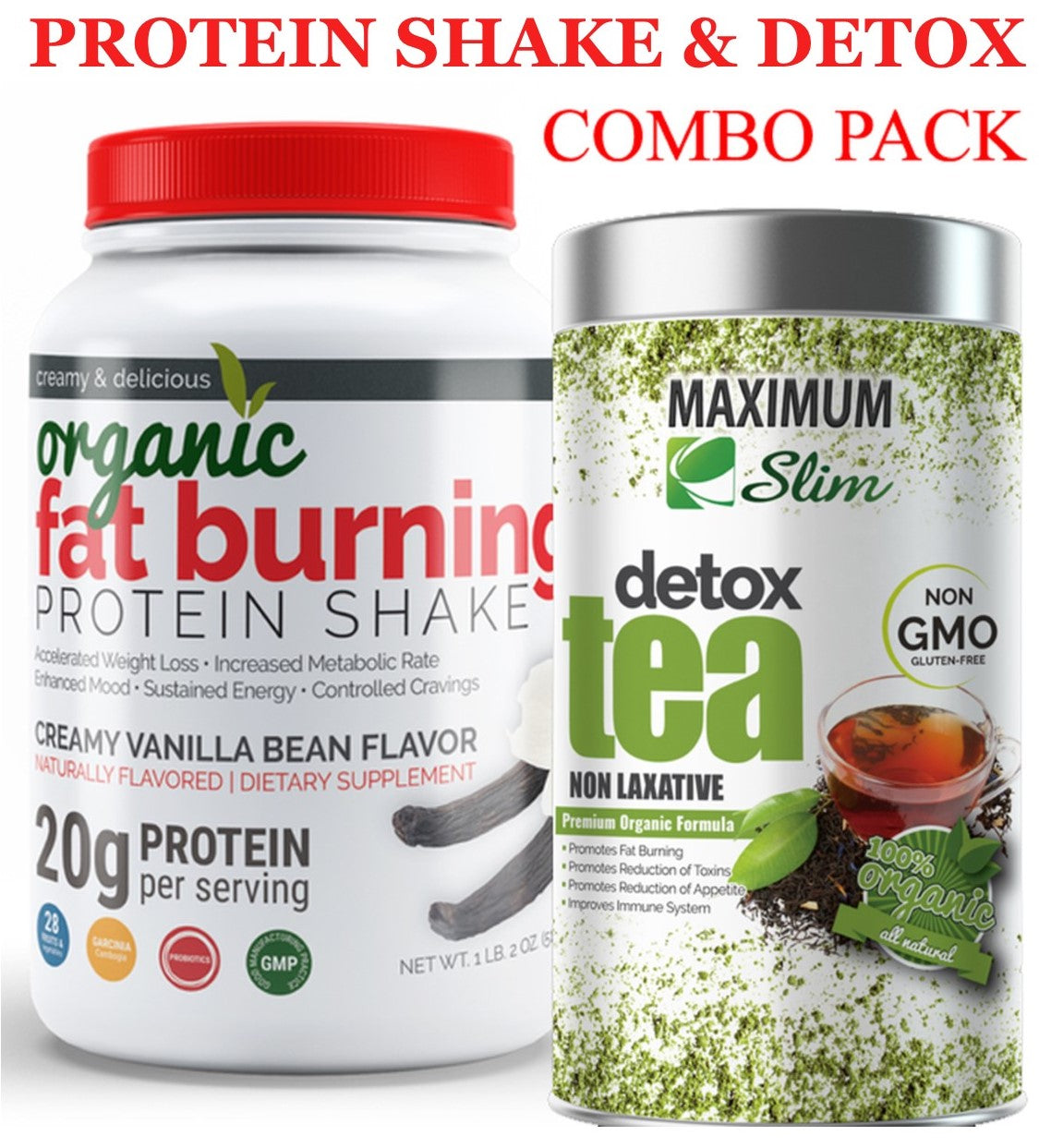 Protein Shake and Detox Tea Combo - Maximum Slim | Supports Weight Management & Detoxification