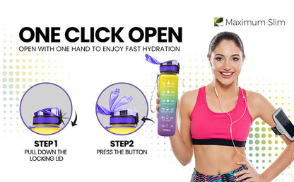 Motivational Water Bottle 32oz - Maximum Slim | Stay Hydrated with Inspirational Design (Look at Me Purple)