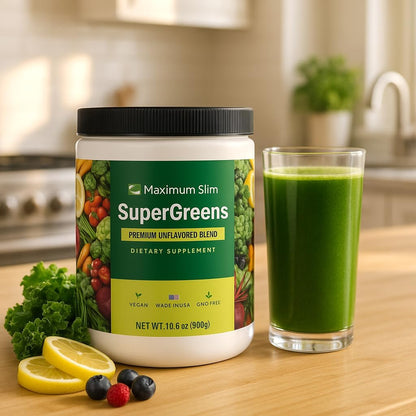 Fat Burning SuperGreens Powder - Maximum Slim | Nutrient-Rich Drink Mix for Metabolism Support